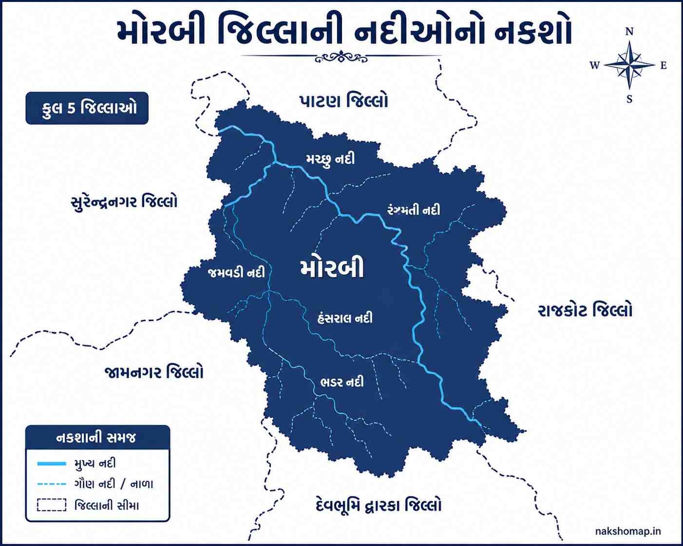 મોરબી જિલ્લાની નદીઓનો નકશો