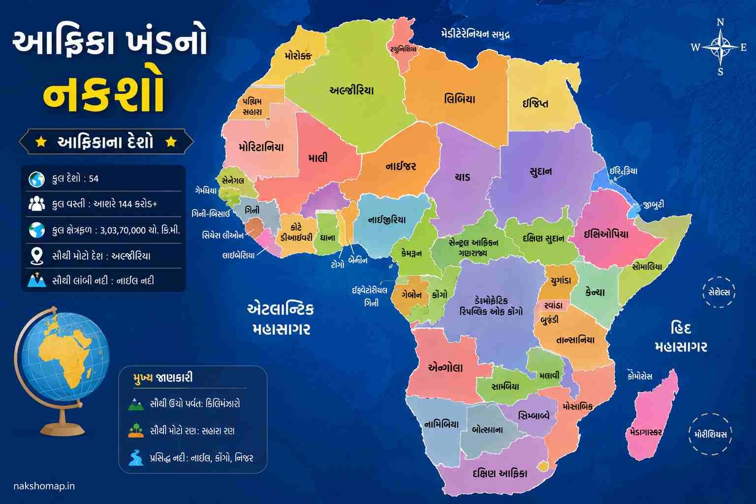 આફ્રિકા ખંડનો નકશો (African Countries Map) આફ્રિકા ખંડનો નકશો (African Countries Map)